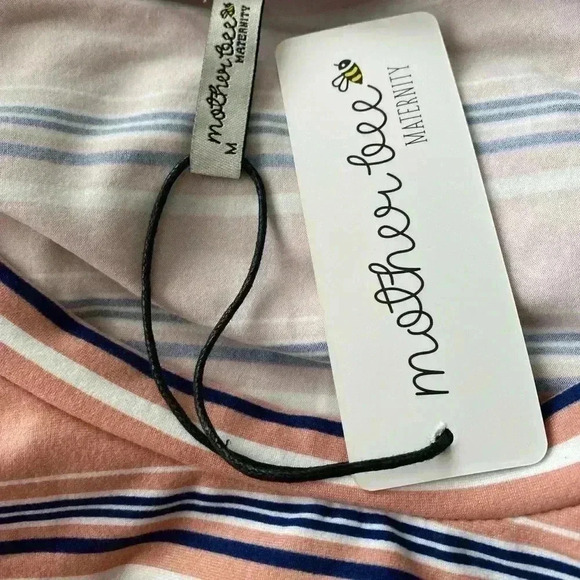 🆕 Mother Bee Maternity Mauve Stripe Ruche Dress M🆕 - Picture 7 of 8